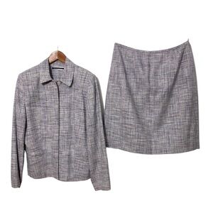 Amanda Smith Pure Silk Skirt Jacket Suit Set Womens 12 Professional Classy Work